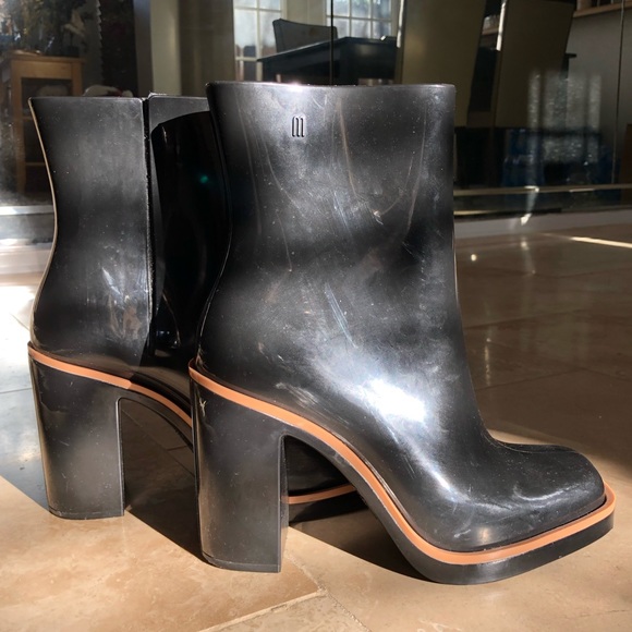 melissa black patent classic chunky heeled rain boots - Picture 3 of 7